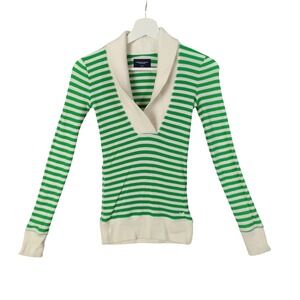 American Eagle Y2K 09 Stripe Nautical Waffle Knit VNeck Preppy Fitted Women SZ S